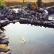 Waterfall Pond with Patio and Walls